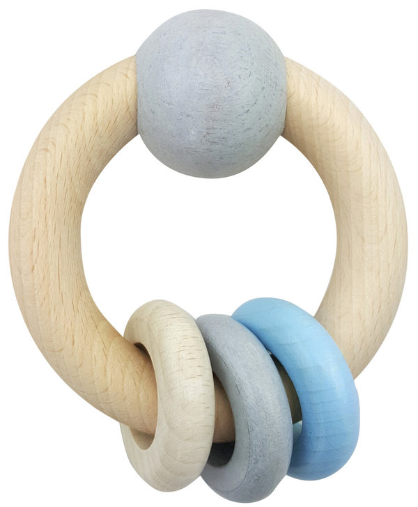Rundrassel mit Kugel + 3 Ringe, nature blue