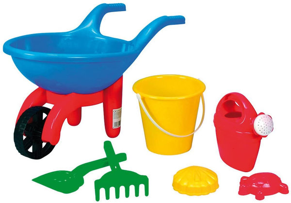 Androni Sandspielzeug Baby-Schubkarre gefüllt, Mehrfarbig 7-tlg.