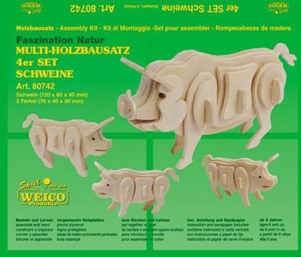 Weico Bastelset 4er Set Schweine , ca.12cm