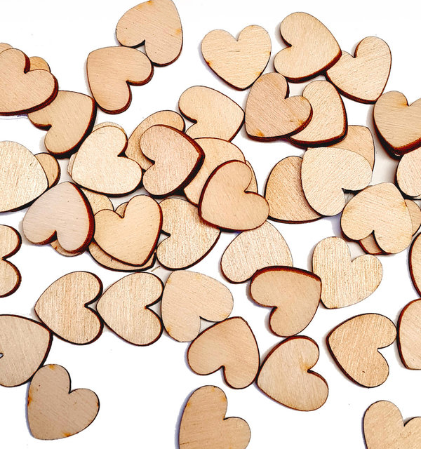 Streudeko aus Holz Herz, 50 Stück Tischdeko, 15 mm